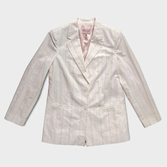 NWOT Rebecca Taylor Tailored Stitched Stripe Blazer Snow Combo Size‎ 10 - Picture 6 of 9